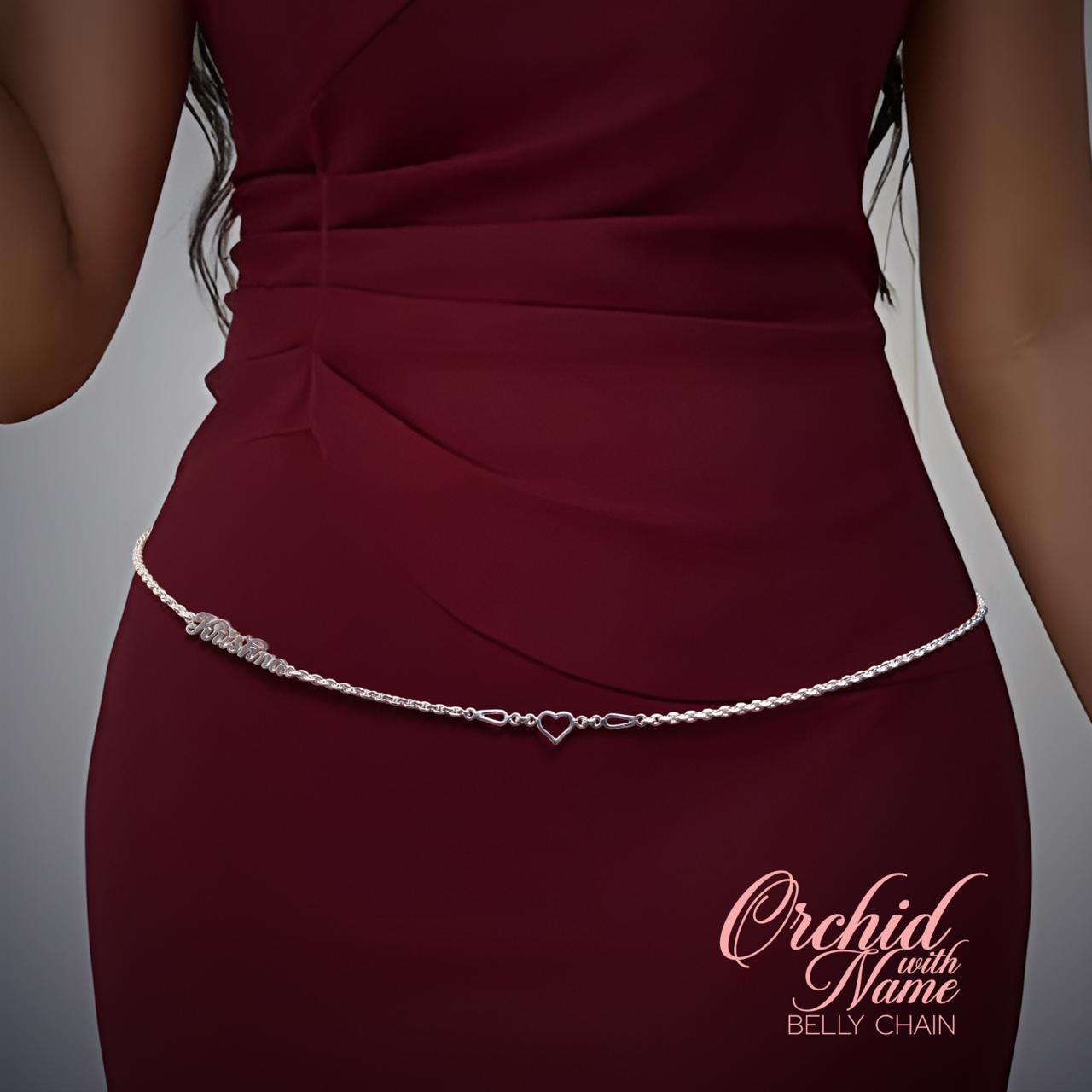 Orchid with Name Belly Chain