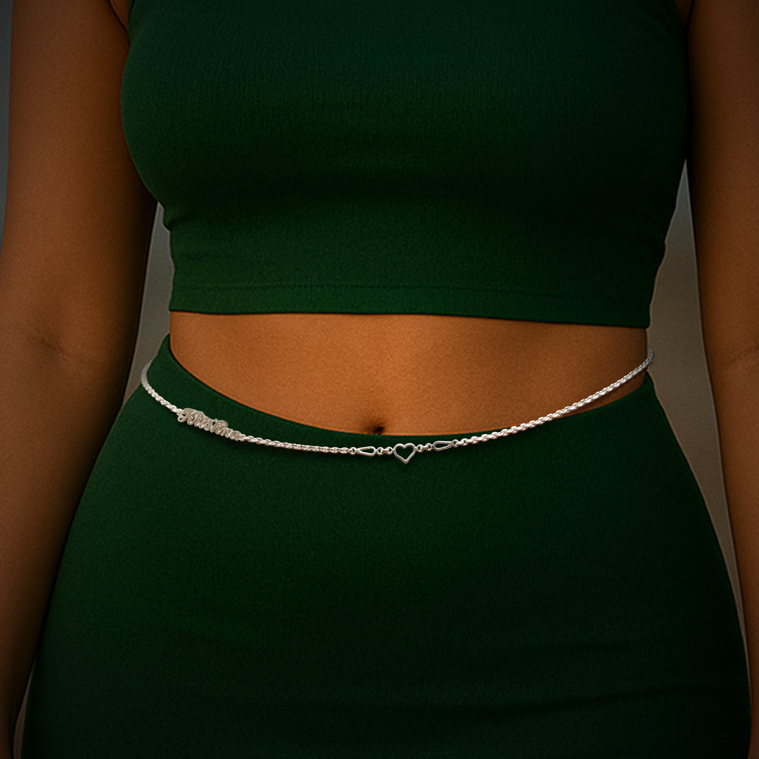 Orchid with Name Belly Chain